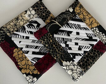 Patchwork hot pad Mug rug Set of 2 Coaster Patchwork Quilted Pot holder