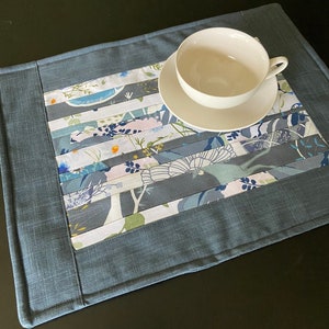 Set Of 4 Bluish gray Quilted Patchwork Placemats Padded Place Mats Table Mats Dinner Table Mats Kitchen Decor Textile Placemats