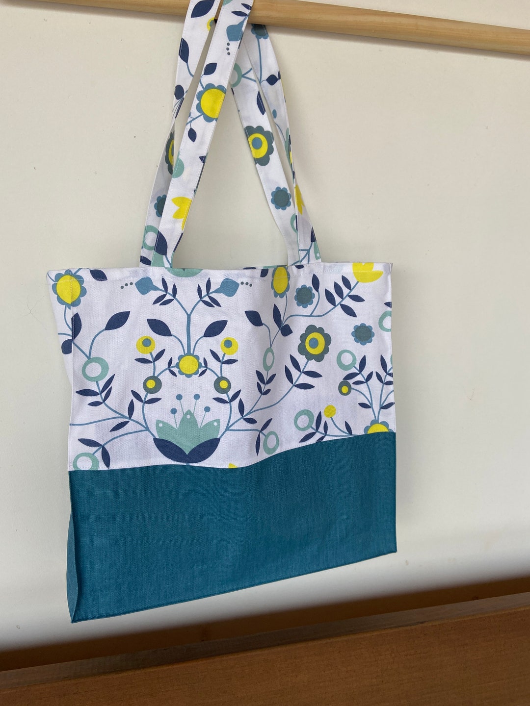 Tote Bag Cotton Fabric Market Bag Textile Tote Bag Shopping Bag Etsy
