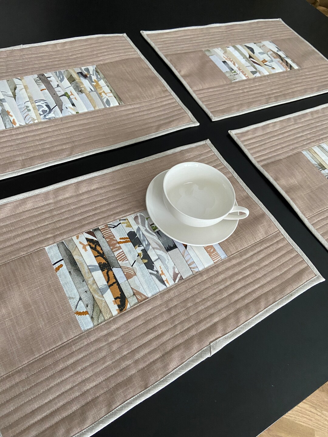 Quilted Table Mats Set 4 Beige Quilted Placemats Beige Mix Quilted Patchwork Table Mats Dinner