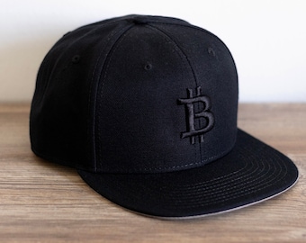 Embroidered Bitcoin Snapback Cap Black Logo