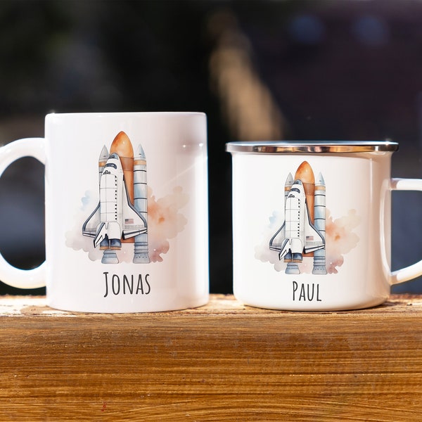 Personalisierte Space Shuttle Raketen Tasse für Kinder und Jungs