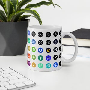 caneca criptográfica dos logotipos | Bitcoin e Altcoins