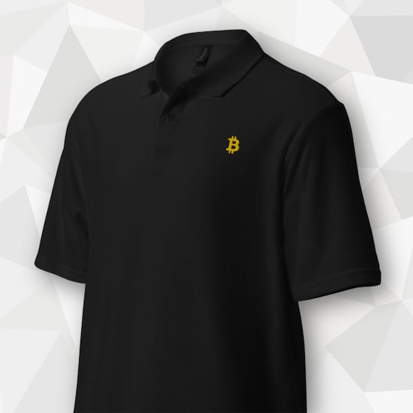 Besticktes Bitcoin Polo-Shirt mit goldenem Bitcoin Logo