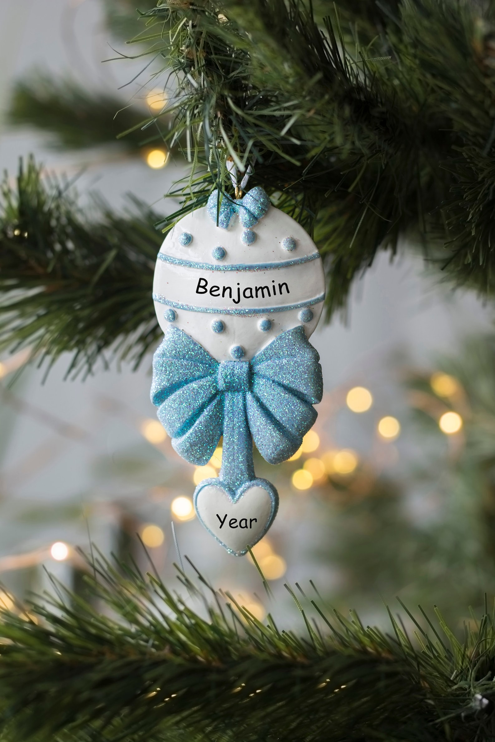 Baby Rattle Boy Girl Personalized Christmas Ornament Etsy UK