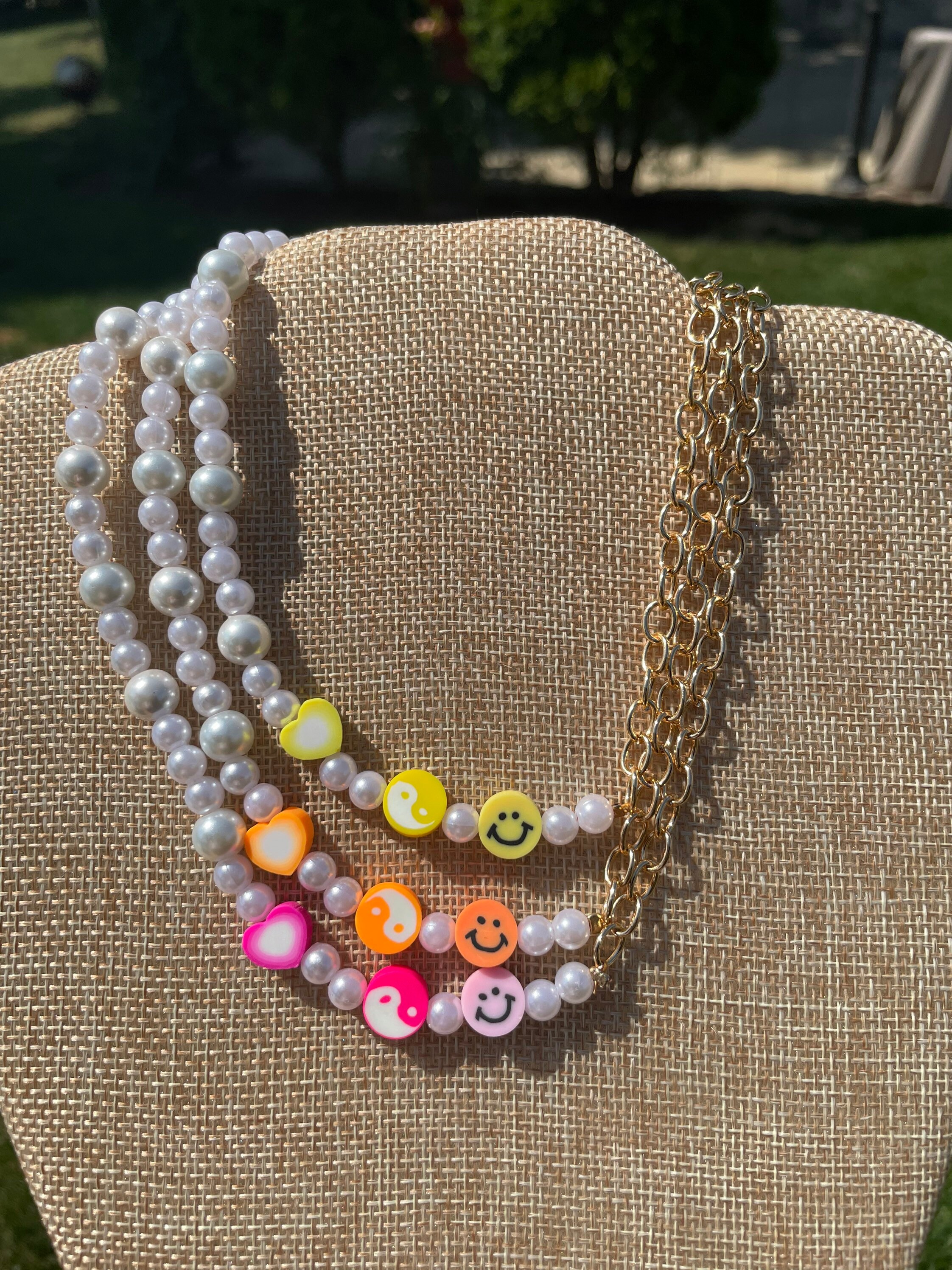 Y2K Half Chain Half Pearl and Bead Trendy Necklace Etsy