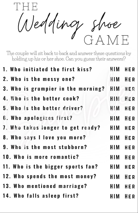 Printable Wedding Game Digital Download Png Shoe Bride and - Etsy