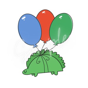 Dinosaur taco tied to balloons png transparent background clipart handmade card stationery papercrafts sublimation cricut