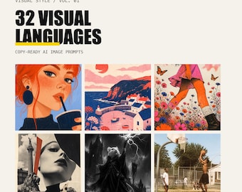 AI Art Direction Guide | 32 Visual Styles & Image Prompt Reference | Digital PDF