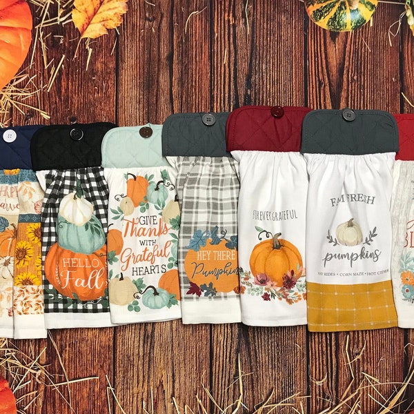 Fall Hanging Kitchen Towels with Potholder Tops, more options