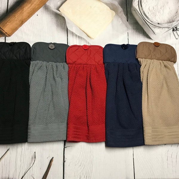 Heavy Brown, Black, Red, Navy Blue, Greige, Gray, Grey, Blue Solid Color Kitchen Towels