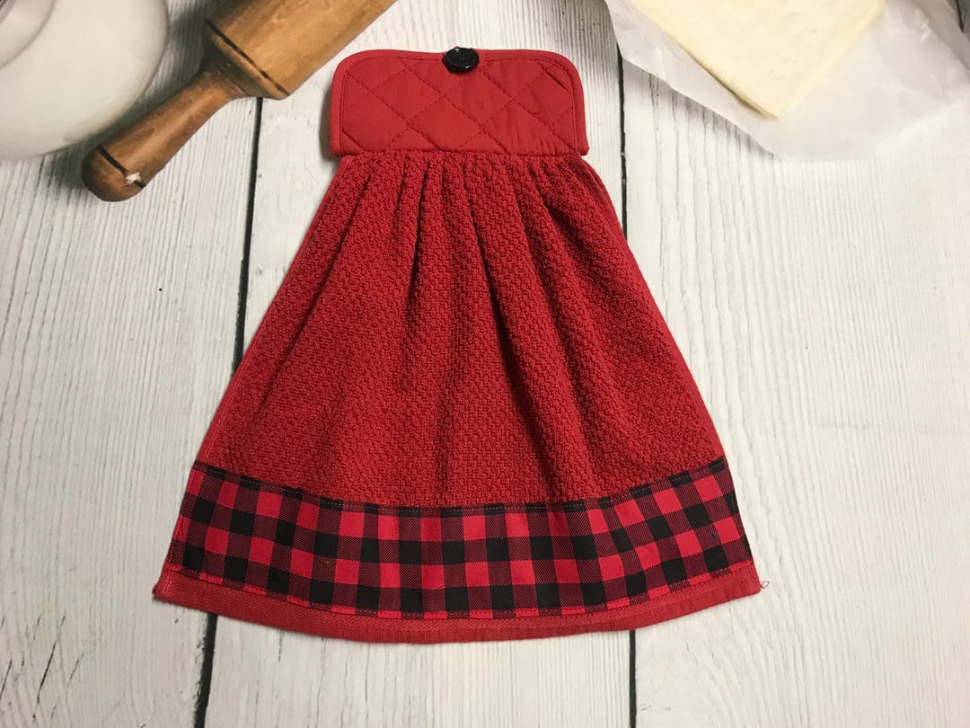 Red and Black Kitchen Towels, Kitchen Dish Towels, Kitchen Tea Towels