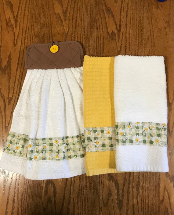 Sage Green Daisy Hanging Kitchen Towel & Hand Towels Daisy Etsy