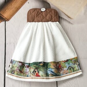 Cardinal & Bluebird Kitchen Towel: Country Farmhouse Decor