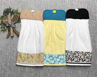 Spring Summer Daisies Floral Hanging Towels - Kitchen Decor