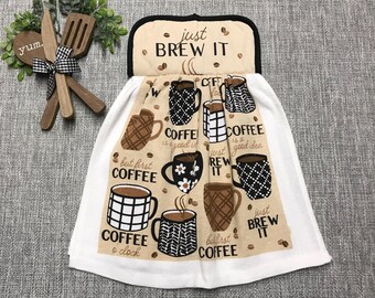 Brew It Coffee Kitchen Tea Hand Dish Towels: New Home Kitchen Gifts