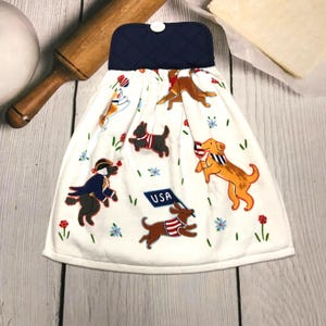 Patriotic Dog Kitchen Towel: Stars & Stripes American Flag Decor