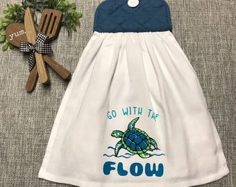 Go With The Flow Turtle Kitchen Decor: Hanging Kitchen Tea Towel