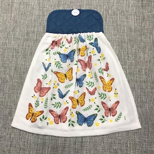 Summer Hanging Kitchen Towel: Butterflies and Flowers Decor