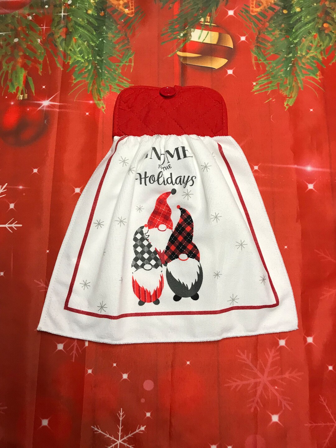 Gnome Kitchen Towels With Holders Etsy