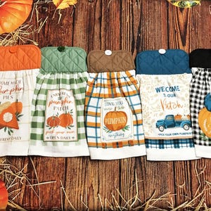 Fall Kitchen Hanging Towel: Double-Sided Autumn Decor
