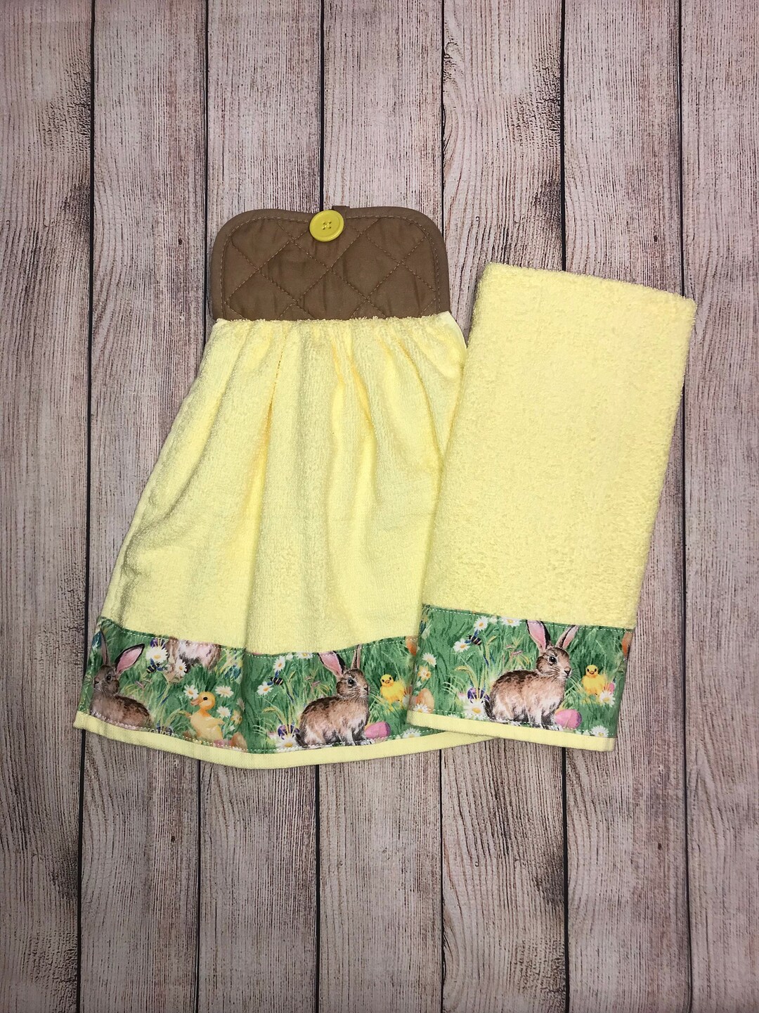 Easter Bunnies and Chicks Kitchen Towels Easter Kitchen Hand Towels