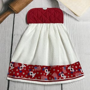 Patriotic Dog Kitchen Towel: Stars & Stripes American Flag Decor