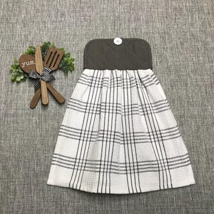 Oversized Greige Kitchen Towel with Hanger: Heavy Cotton Dish Towel