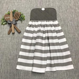 Oversized Greige & Gray Kitchen Towel with Hanger: 100% Cotton