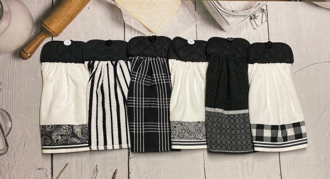 Heavy Black Kitchen Towels, Black Hanging Kitchen Towels, Black Kitchen