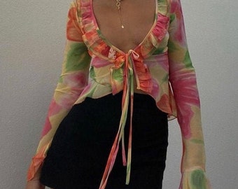 With Jean Fifi Top Dupe Ruffled Tie 