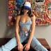 Y2K Denim Butterfly Jeans Crop Top Backless Strap Camis Sexy Blue Cute Party Women Beach Holiday Summer Tee 