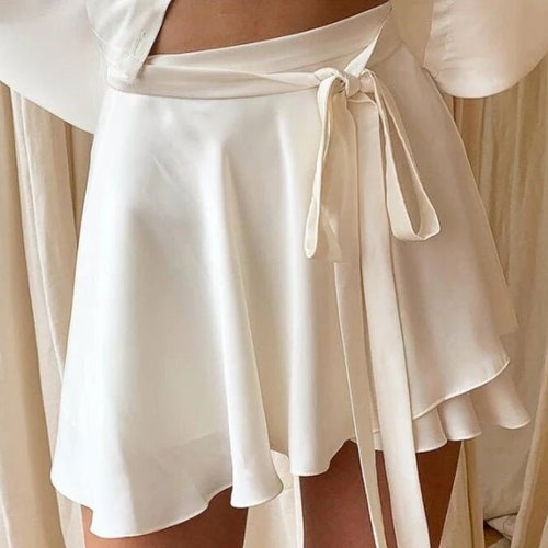 White Satin Look Classy Satin Y2K Silky Skirt Satin Look Skirt - Etsy UK