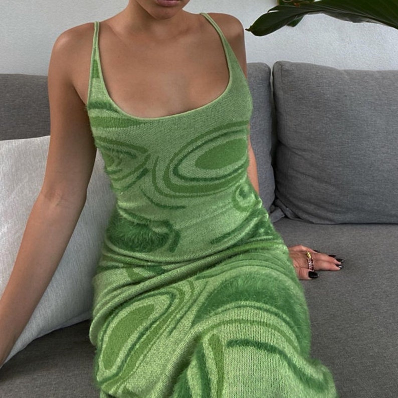 House of Sunny Hockney Dress Dupe Kendall Jenner Green - Etsy
