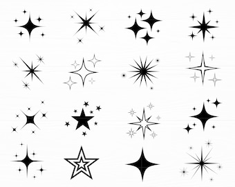 Sparkle Stars Svg Bundle Star Cut File Stars Vector Sky Svg Celestial Night Sky Svg Sparkle Star Svg Fichiers pour Cricut Téléchargement instantané