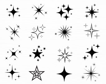 Sparkle Stars Svg Bundle Star Cut File Stars Vector Sky Svg Celestial Night Sky Svg Sparkle Star Svg Fichiers pour Cricut Téléchargement instantané