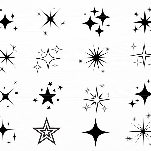 Sparkle Stars Svg Bundle Star Cut File Stars Vector Sky Svg Celestial Night Sky Svg Sparkle Star Svg Files for Cricut Instant Download