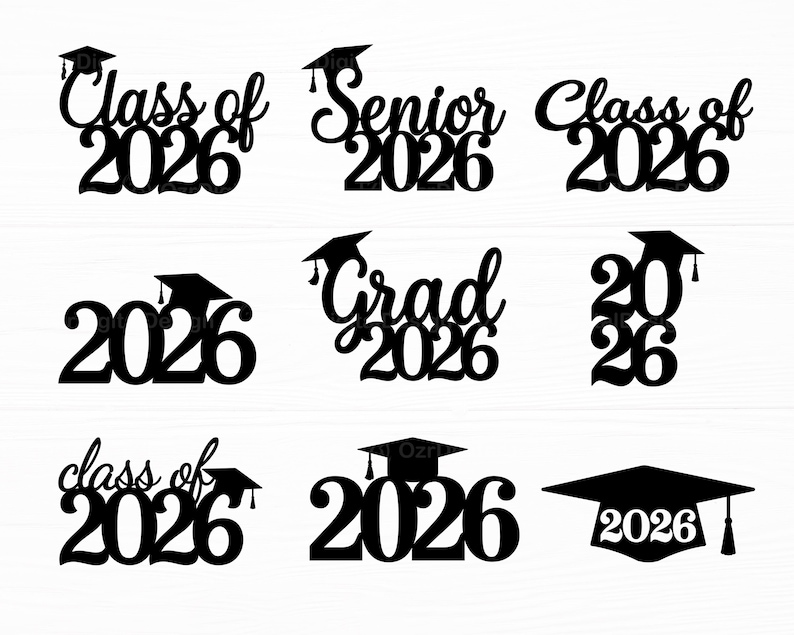 Class of 2026 Graduation SVG Bundle Senior Grad Cake Topper Design for ...