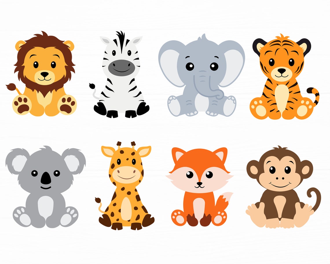 Baby Tiere Svg Bundle Dschungel Tier Svg Löwe Zebra Elefant Etsy
