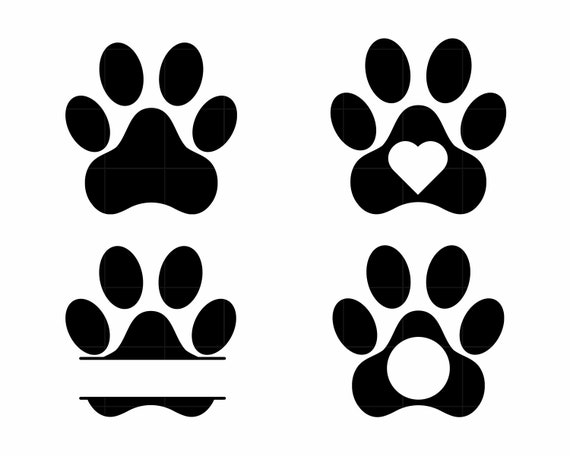 Dog Paw Print Bundle SVG Dog Paw Monogram Dog Paw Cut Files | Etsy