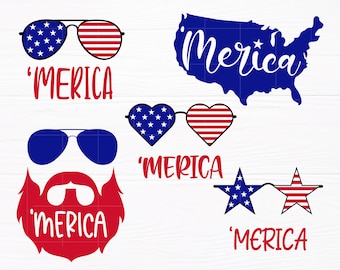 Merica SVG Bundle 4th of July Svg Independence Day Svg Merica Png American Flag Svg Fourth of July Svg Cut File Digital DOwnload
