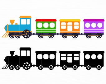 Train SVG Cut File Silhouette Vector, Clipart (Digital Download)
