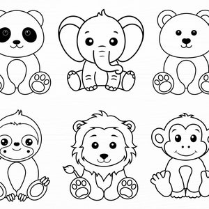 Baby Animals Svg Bundle Animals Svg Monkey Lion Bear Panda - Etsy