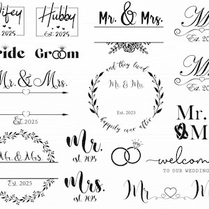 Bruiloft Svg bundel bruiloft uitnodiging Svg heer en mevrouw Svg huwelijk Svg engagement Svg bruiloft clipart gesneden bestanden voor Cricut bruid en bruidegom
