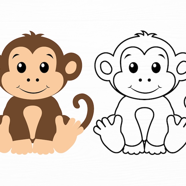 Baby Monkey Svg Jungle Animal Svg Monkey Svg Cute Monkey Svg Animal Svg Sweet Baby Monkey Svg File for Cricut Cute Animal Cut File