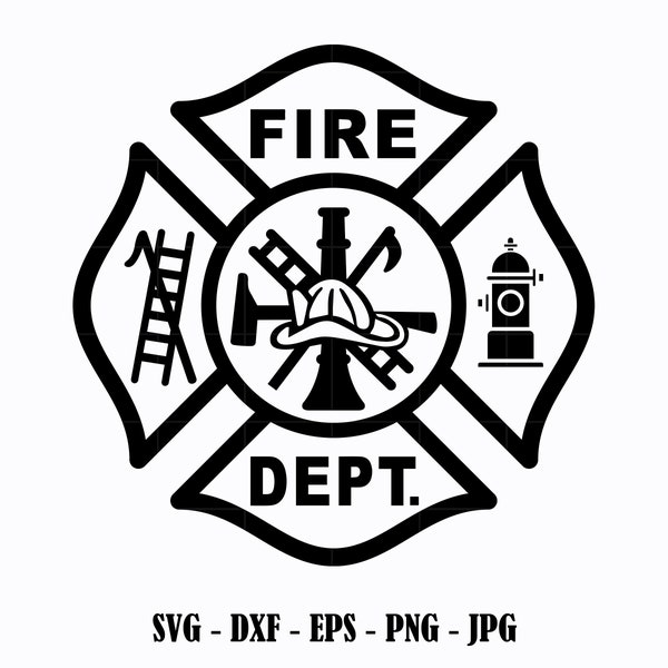 Fire Department Svg Fire Dept Svg Maltese Cross Svg Firefighter Svg Cricut Fire Department Cut Files Fireman Svg Png Digital Download