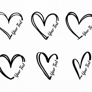 Doodle Hart Svg Bundel Hart Naam Frame Svg Valentine Svg Hart Svg Liefde Svg Open Hart Svg Hart Png Digitale Download