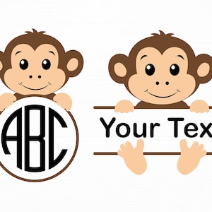 Baby Monkey Split Monogram Svg Monkey Svg Animal Svg Baby Shower Kids Shirt Svg Baby Monkey Split Monogram Frame Cute Baby Monkey Svg