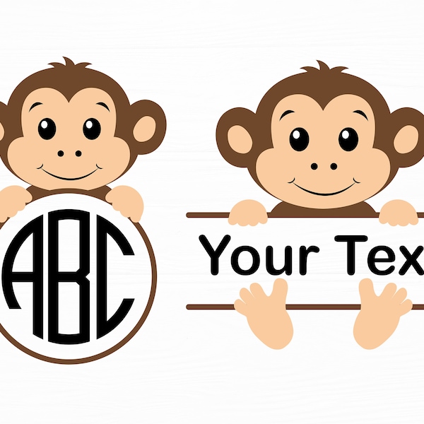 Baby Monkey Split Monogram Svg Monkey Svg Animal Svg Baby Shower Kids Shirt Svg Baby Monkey Split Monogram Frame Cute Baby Monkey Svg