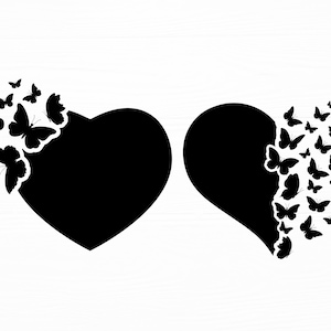 Papillons et coeur Svg Bundle Flying Butterflies Svg Heart Svg Butterfly Swarm Svg Heart and Butterfly Svg Silhouette Digital Télécharger